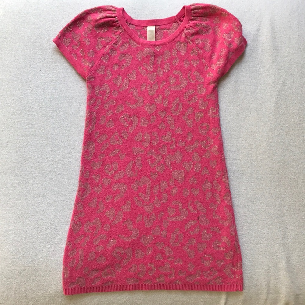 Girls pink shirt sleeve sweater dress